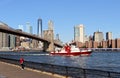 View of Brooklyn Bridge and Lower Manhattan Skyline. October 2018.