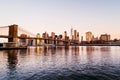 View of Brooklyn bridge and Manhattan in New York, USA in the morning Royalty Free Stock Photo