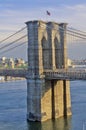 View of Brooklyn Bridge over the East River, New York City, NY Royalty Free Stock Photo