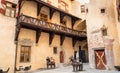 View of the Brunico Castle, situated on the hill over the old town, in Val Pusteria, Italy