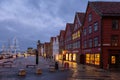 View of the Bryggen, at night with beautiful illumination, Bergen, Norway Royalty Free Stock Photo