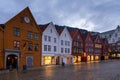 View of the Bryggen, at night with beautiful illumination, Bergen, Norway Royalty Free Stock Photo