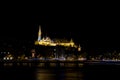 Buda bank of the Danube river at Budapest city at night time Royalty Free Stock Photo