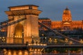 View of Buda Castle and Szechenyi Chain Bridge, Budapest, Hungary Royalty Free Stock Photo
