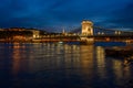 View of Buda Castle and Szechenyi Chain Bridge, Budapest, Hungary Royalty Free Stock Photo