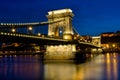 View Of The Budapest Chain Bridge At Night.