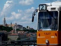 view of Budapest Danube riverside in bright sun
