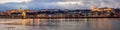 View of Budapest over Danube and the castle hill in the evening . Budapest, Hungary Royalty Free Stock Photo