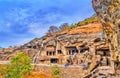 View of Buddhist monuments at Ellora Caves. A UNESCO world heritage site in Maharashtra, India