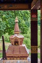 View of the Buddhist Stupa from the arbor for meditations