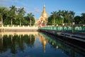 View of the Buddhist temple Maha Wizaya Pagoda on a Sunny day. Yangon, Myanmar