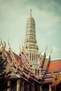 view of the Buddhist Temple Wat Phra Kaew, one of the main landmarks of Bangkok, Thailand