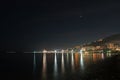 View of Budva city lights at night