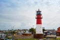 View at Buesum, North Sea - Germany, Lighthouse on sunny summer day. Royalty Free Stock Photo