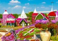 DUBAI, UNITED ARAB EMIRATES - DECEMBER 13, 2018: View of the building of flowers in Dubai Miracle Garden