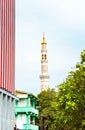 View of the building of the mosque, Male, Maldives. Copy space for text. Vertical.