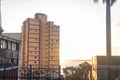 View of a building, trees and electricity poles on a street in the city of Salvador, Bahia Royalty Free Stock Photo