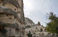 View on buildings, cave houses and rock formations at the town Goreme, Cappadocia, Turkey Royalty Free Stock Photo