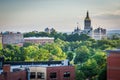 View of buildings and the Connecticut State Capitol Building in Royalty Free Stock Photo