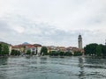 View on buildings from lakeside of Maggiore.