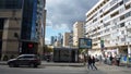 View of buildings near the Kievsky railway station square in Moscow