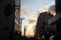 View of buildings, trees and electricity poles in the late afternoon on a street in the city of Salvador, Bahia Royalty Free Stock Photo