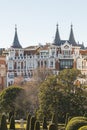 View of buildings with unique roofs in the center of Madrid Royalty Free Stock Photo