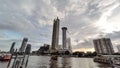 Chao Praya river was busy with boat transportation and tourism services, Bangkok Thailand Royalty Free Stock Photo