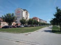 View of Bulevar Evropa in Novi Sad, Serbia, blue sky