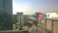 View of Bullet train coming into the Nagoya Station area of Nagoya City. Royalty Free Stock Photo