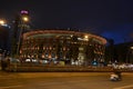 View of bullring Arenas de Barcelona at night. Royalty Free Stock Photo