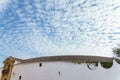 View of the bullring of Ronda, Spain with a blue cloudy sky Royalty Free Stock Photo
