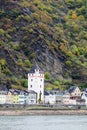 View from Burg Rheinfels to Sankt Goarhausen town in the Rhein river valley