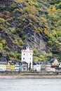 View from Burg Rheinfels to Sankt Goarhausen town in the Rhein river valley