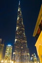 Night view Burj Khalifa Dubai downtown UAE Royalty Free Stock Photo