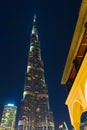 Night view Burj Khalifa Dubai downtown UAE Royalty Free Stock Photo