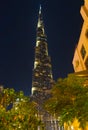 Night view Burj Khalifa and Souk Al Bahar Dubai UAE