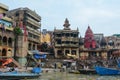 View of the Burning Ghats of Varanasi, India Royalty Free Stock Photo