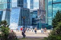 View of the business center of Moscow city and the observation deck filled with tourists Royalty Free Stock Photo