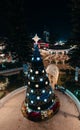 View of a bustling city street at night: Tuxpan, Jalisco, Mexico