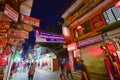 Thamel Shopping Street at Night in Kathmandu City