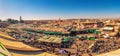 View of the busy Jamaa el Fna market square in Marrakesh, Morocco Royalty Free Stock Photo