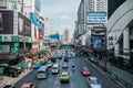 View on the busy Phetchaburi road in Bangkok, Thailand Royalty Free Stock Photo