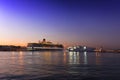Busy port at the dusk, Piraeus - Greece.
