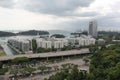 View of Singapore at the bay from Sentosa Island Royalty Free Stock Photo