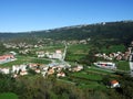 View of Buzet town and fertile fields in the Mirna river valley, Croatia / Pogled na grad Buzet i plodna polja u dolini Mirne