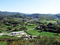 View of Buzet town and fertile fields in the Mirna river valley, Croatia / Pogled na grad Buzet i plodna polja u dolini Mirne Royalty Free Stock Photo