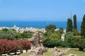 View from the byzantine Patras Fortress to the city and port of Patras and Mediterranean sea Royalty Free Stock Photo