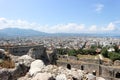 View from the byzantine Patras Fortress to the city and port of Patras and Mediterranean sea Royalty Free Stock Photo