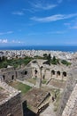 View from the byzantine Patras Fortress to the city and port of Patras and Mediterranean sea Royalty Free Stock Photo